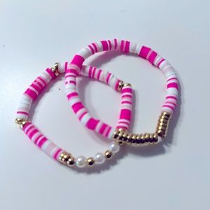 Pink clay beads bracelets